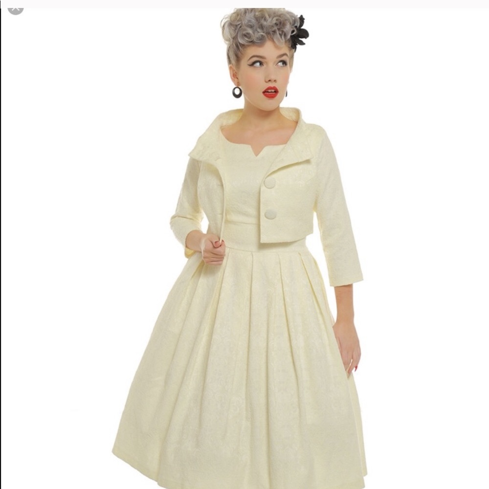 Lindy Bop Cream Marianne Swing Dress & Jacket Set